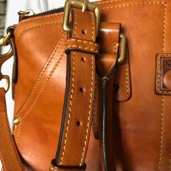 Dooney and Bourke Florentine Leather Clayton Satchel - British Tan - Picture 3 of 15